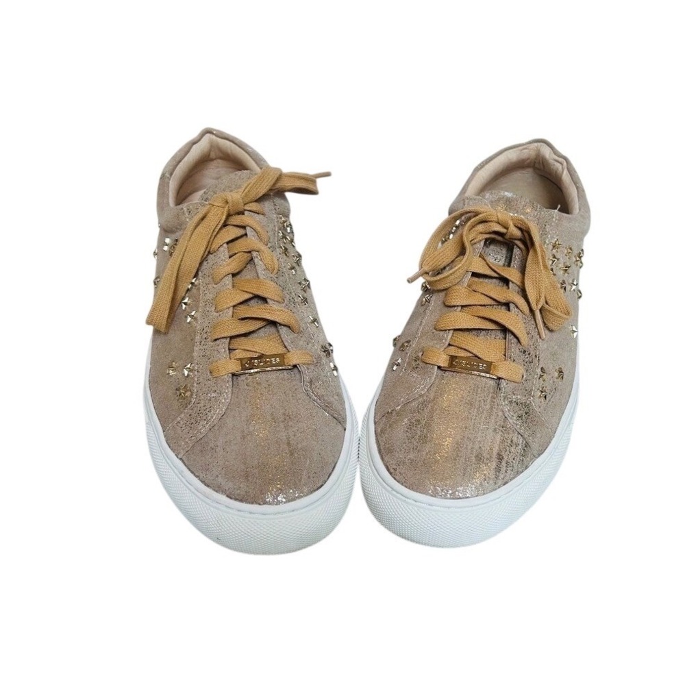 J/Slides Gold Star‎ Embellished Glitter Suede Low Top Sneakers Women Size 10M